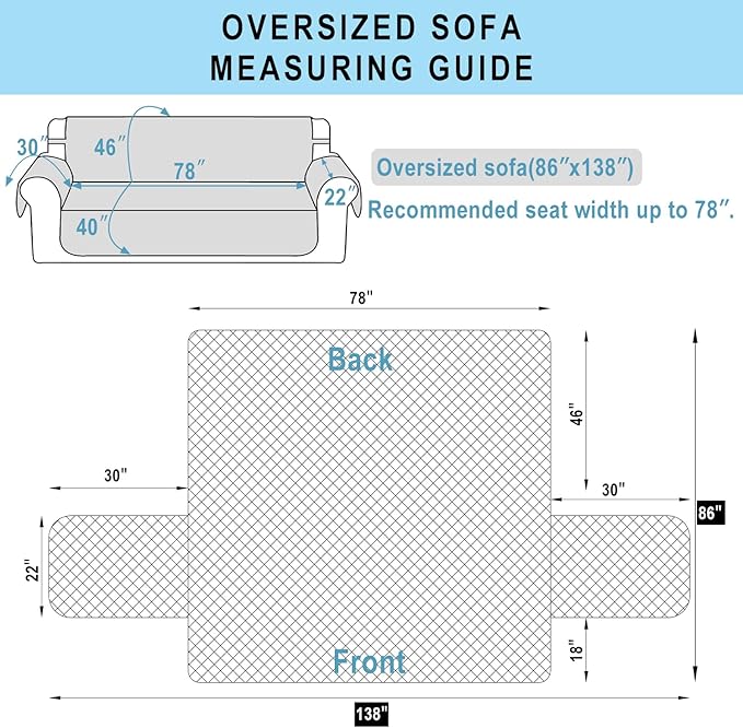 Reversible Oversized Sofa Covers Couch Cover Furniture Protector for Dogs Elastic Straps Water Resistant(XLSofa,Chocolate/Beige)