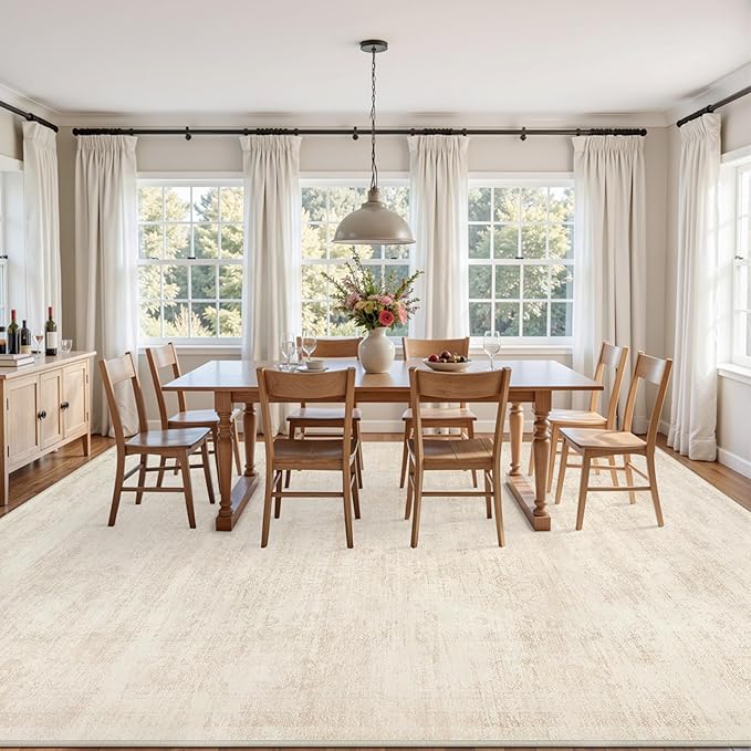 5x7 Area Rugs for Living Room: Vintage Boho Neutral Washable Rug Indoor Soft Large Area Rug Carpet for Bedroom Nursery Farmhouse Dining Room Office Floor Non-Slip Low Pile Under Table Rug Retro Beige