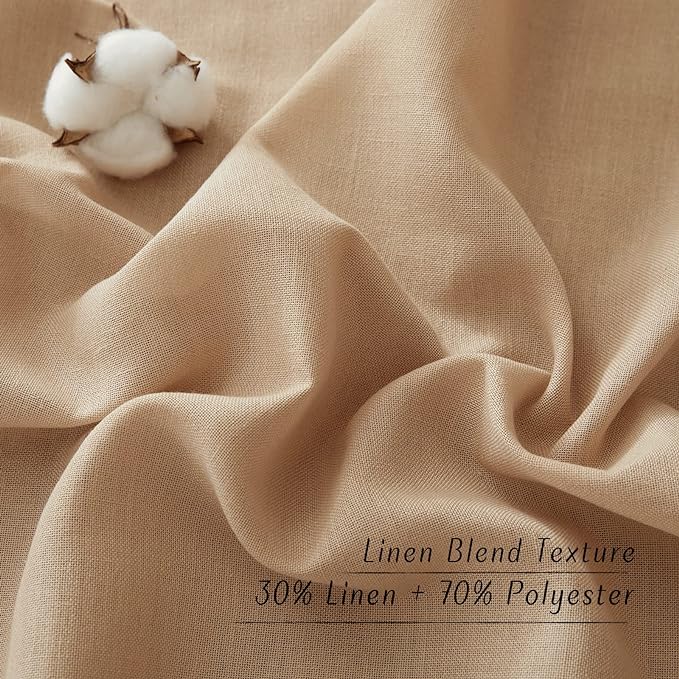 NICETOWN Camel Thick Linen Curtains 72" Length, Grommet Privacy Window Treatments Linen Weave with Light Penetration Vertical Drapes for Farmhouse/Home Office, W42 x L72, 2 Panels