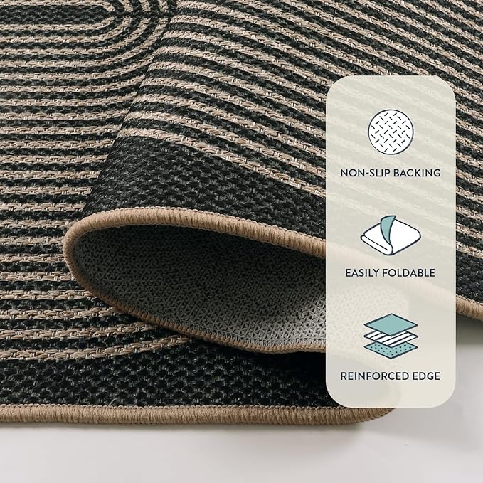 Lahome Enfys Modern Rainbow Easy Jute Rug, 6x9 Area Rugs for Living Room Outdoor Patio Washable Indoor Outdoor Dining Room Carpet, Farmhouse Large Non Slip Carpet for Bedromm Backyard Office
