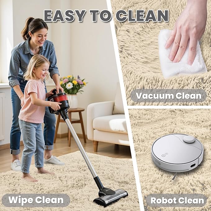 4x6 Area Rugs for Living Room Rug: Soft Fluffy Shag Beige Rugs for Bedroom, Non-Slip Large Fuzzy Plush Rug Indoor Floor Carpet for Nursery Kids Boys Girls Room, Dorms, Playroom, Modern Home Decor