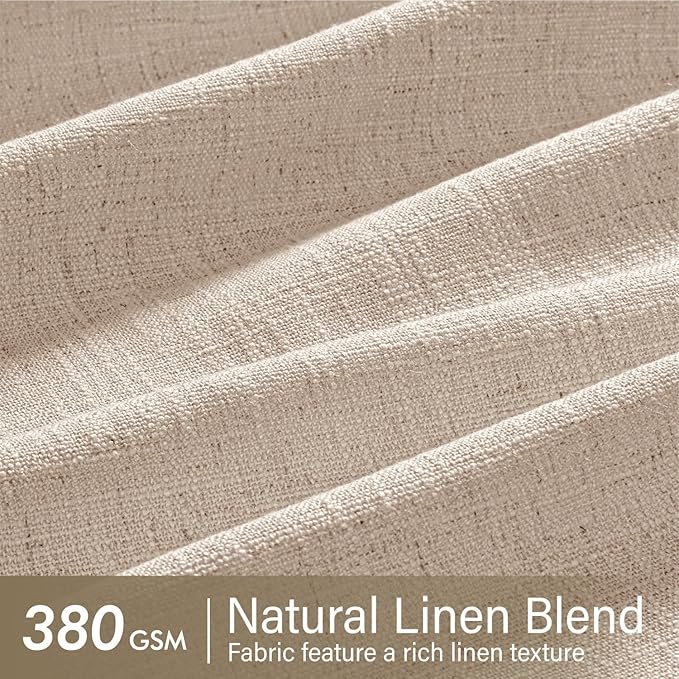 MIULEE Pinch Pleated Thick Linen Curtains 96 Inches Long 2 Panels for Living Room Bedroom, Memory Trained Pleat Drapes Light Filtering Sand Beige Semi Sheer Window Curtains Hooks Rings Back Tab