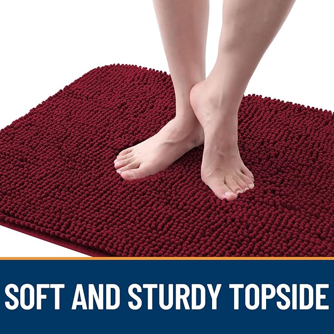 OLANLY Dog Door Mat for Muddy Paws 70x24, Absorbs Moisture and Dirt, Absorbent Non-Slip Washable Doormat, Quick Dry Chenille Mud Mat for Dogs, Entry Indoor Entryway Carpet for Inside Floor, Burgundy
