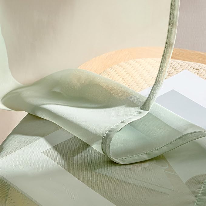 MIULEE Sage Green Sheer Curtains 96 Inches Long, 4 Panels Set, Light Filtering Rod Pocket Voile Drapes Window Treatments, Semi Transparent Airy Fabric for Bedroom and Living Room, 54 x 96 Inches