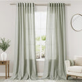 Nanspring Sage Green Curtains 144 Inches Long 2 Panels for Living Room Back Tab Rod Pocket Semi Sheer Linen Drapes Neutral Sage Decor Green Curtain Ceiling to Floor Length for Dining Room 52x144