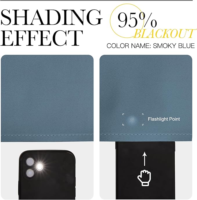 NICETOWN Blackout Curtains for Living Curtains, Smoky Blue, 2 Panels, 42 by 84, Room Darkening Window Curtain Panels, Easy-Care Solid Thermal Insulated Draperies/Drapes for Daughter Room