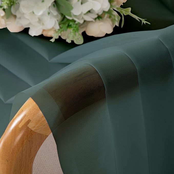 Chyhomenyc Sheer Hunter Green Curtains 90 inches Long 2 Panels, Light Filtering Soft Airy Solid Elegant Voile Window Treatment Drapes for Bedroom Living Room Wedding Party Decor, 42 Wx90 L Inches