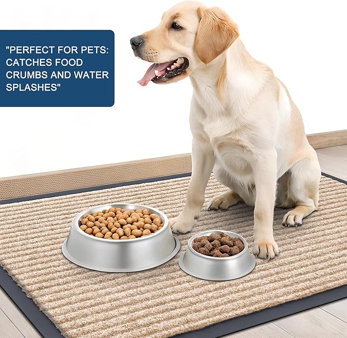 OLANLY Front Door Mat Indoor Outdoor Entrance, Waterproof Heavy Duty Doormat, Fade Resistant, Low Profile, Easy Clean Patio Porch Welcome Floor Mats for Entry, 33x21, Beige