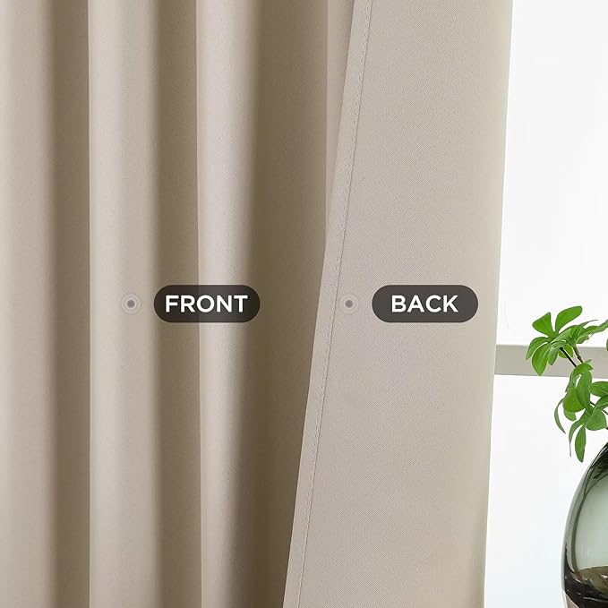 Joydeco Blackout Curtains 84 Inch Length 2 Panels Set, Thermal Insulated Long Curtains& Drapes 2 Burg, Room Darkening Drapes for Bedroom Living Room (Light Beige, W37 x L84 Inch)