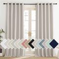 NICETOWN Brich Vintage Open Linen Weave Flax Thermal Curtains, 100% Blackout Curtains 84" Long for Dining Room, Soundproof Window Treatment Drapes for Dining Room, 62" Wide Per Panel, Set of 2