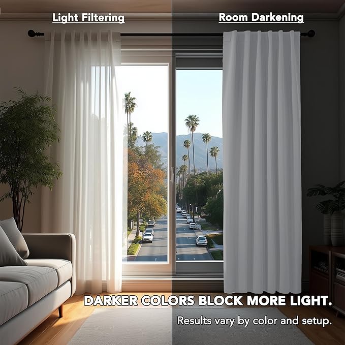 Deconovo Room Darkening Curtains, Thermal Insulated Noise-Reducing Window Panels for Bedroom, Living Room and Home Office, 2 Panels, Pure White, 52W x 45L Inch
