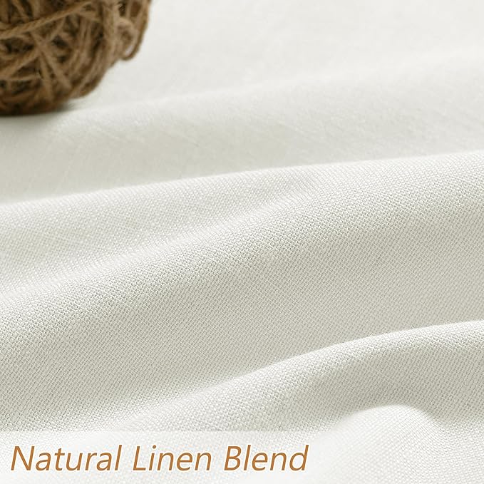 Guken Ivory 100% Blackout Linen Curtains 108 Inch Length 2 Panels Set for Living Room Bedroom Back Tab/Rod Pocket Thermal Insulated Black Out Drapes Room Darkening Farmhouse Window Curtains