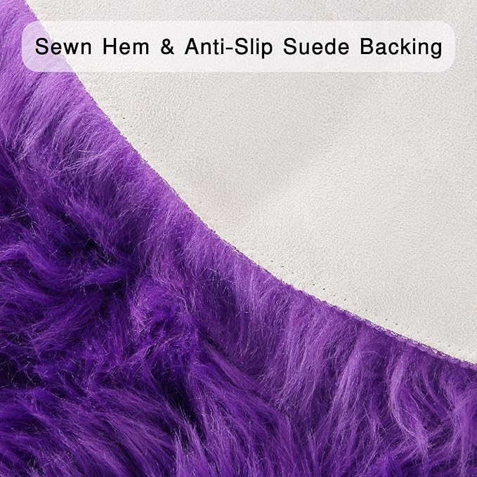 duduta Purple Faux Sheepskin Runner Rugs 2x6 ft, Fluffy Fur Sofa Couch Covers Shag Rug for Bedroom Living Room Hallway Home Decor Non Slip