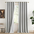 NICETOWN Grey Long Linen Full Shade Panels, 62" Wide x 90" Long, Pair of Thermal Insulated & Energy Efficiency Blackout Curtains for Living Room Windows, Lined Silky Performance Window Dressing