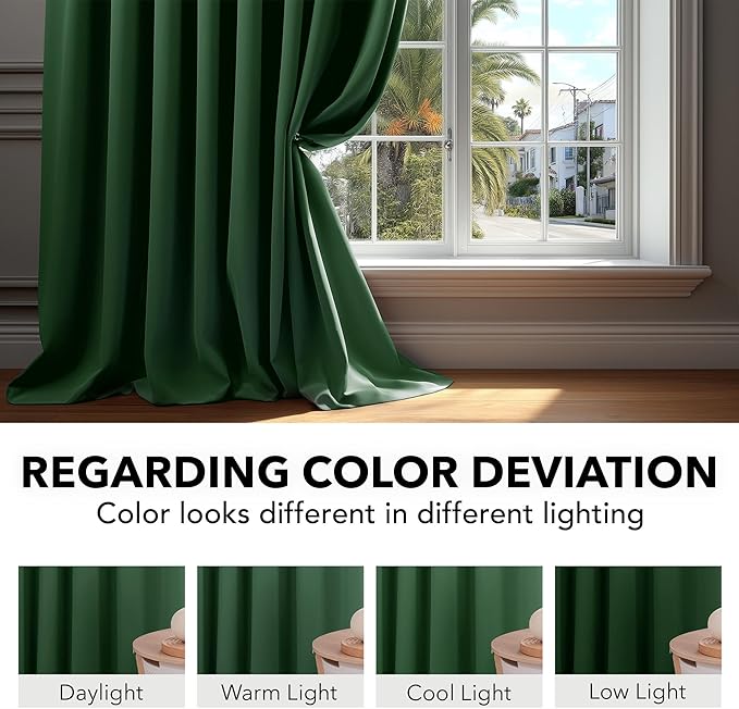 Deconovo Blackout Curtain Panels for Kids Bedroom - Room Darkening Back Tab and Rod Pocket Curtains, 42x72 Inch, Dark Forest, 2 Panels, Adult
