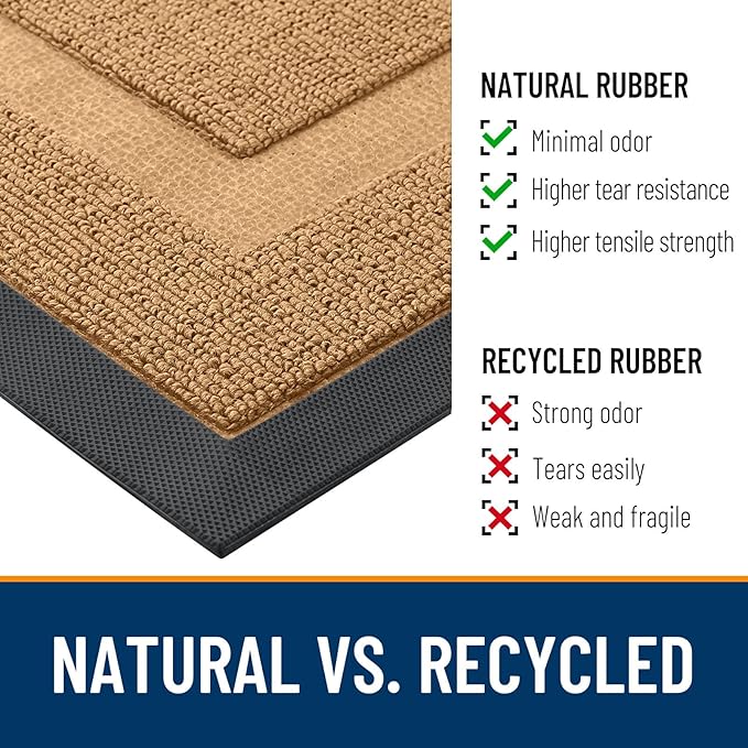 OLANLY Front Door Mat Indoor Outdoor Entrance, Waterproof All-Season, All-Weather Doormat, Sturdy Natural Rubber, Low Profile, Easy Clean Patio Porch Entryway Mat, 35x23, Butter Yellow