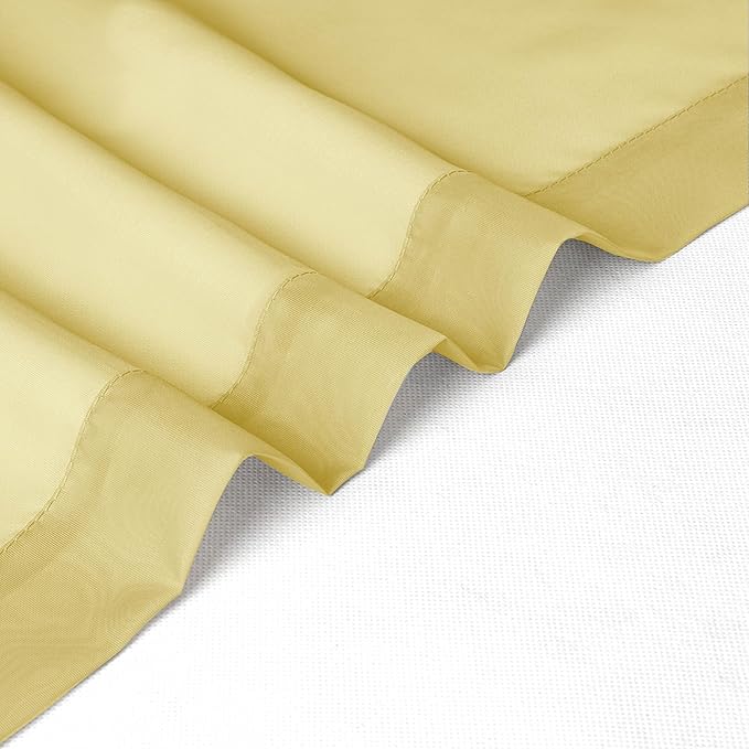 Chyhomenyc Sheer Mustard Yellow Curtains 90 inches Long 2 Panels, Light Filtering Soft Airy Solid Elegant Voile Window Treatment Drapes for Bedroom Living Room Wedding Party Decor, 42 Wx90 L Inches
