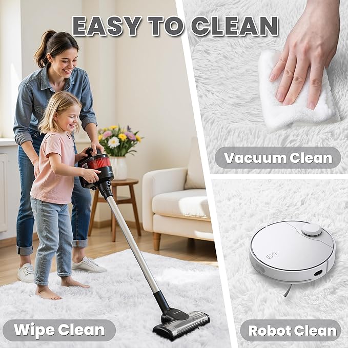 4x6 Area Rugs for Living Room Rug: Soft Fluffy Shag White Rugs for Bedroom, Non-Slip Large Fuzzy Plush Rug Indoor Floor Carpet for Nursery Kids Boys Girls Room, Dorms, Playroom, Modern Home Decor