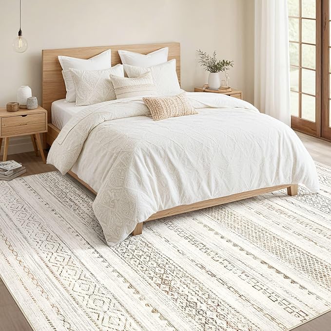 Nakagishi 5x7 Area Rugs Living Room: Washable Boho Large Neutral Soft Rug Modern Stain Resistant Moroccan Indoor Non-Slip Carpet for Bedroom Nursery Kid Playroom Office Dining Room Classroom- Colorful