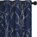 Deconovo Blackout Curtains, Navy Blue Curtain, Thermal Insulated Soundproof Drapes, Branch Silver Print, 52 x 95 Inch Long, Machine Washable Grommet Panels for Bedroom Living Room Office, Set of 2