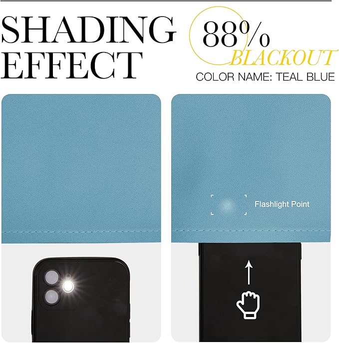 NICETOWN Kitchen Blackout Curtains Panels - Window Treatment Thermal Insulated Room Darkening Rod Pocket Drapes for Bedroom (Teal Blue, Set of 2, 42 by 63 inches Long)