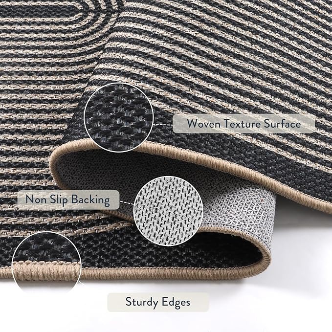 Lahome Enfys Rainbow Outdoor Mats for Front Door, 2x3 Small Washable Kitchen Rugs, Farmhouse Neutral Throw Rug Non Slip Non Shedding Indoor Outdoor Carpet for Entryway Foyer