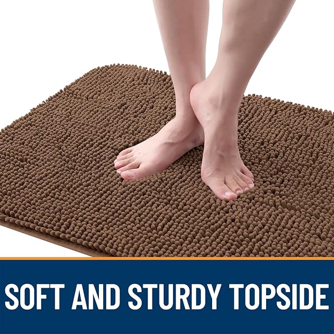 OLANLY Dog Door Mat for Muddy Paws 44x32, Absorbs Moisture and Dirt, Absorbent Non-Slip Washable Doormat, Quick Dry Chenille Mud Mat for Dogs, Entry Indoor Entryway Carpet for Inside Floor, Mocha