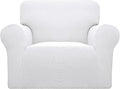 Easy-Going Stretch Chair Sofa Slipcover 1-Piece Couch Sofa Cover Furniture Protector Soft with Elastic Bottom for Kids, Pet. Spandex Jacquard Fabric Small Checks (Chair, Snow White)