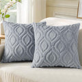 decorUhome Throw Pillow Covers 26x26 Inch Set of 2, Soft Plush Faux Wool Blue Grey Solid Couch Pillow Covers, Accent Euro Sham Farmhouse Neutral Square Pillow Cases for Sofa Bed Living Room