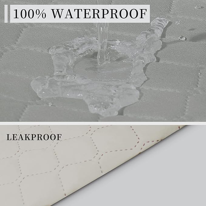 ISSUNTEX Double Protection 100% Waterproof Sofa Covers for Living Room, Reversible Furniture Protector for Dogs, Pets, Kids (Light Gray/Ivory)