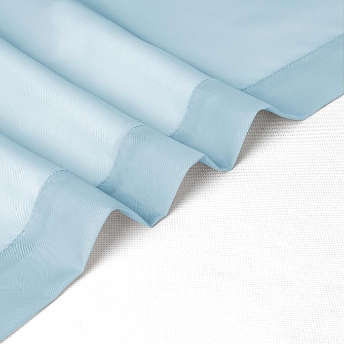 Chyhomenyc Light Blue Sheer Curtains 72 Inch Length 2 Panels, Light Filtering Soft Airy Rod Pocket Voile Window Curtain Drapes for French Door Bedroom Living Room, Each 42Wx72L Inches, Sky Blue