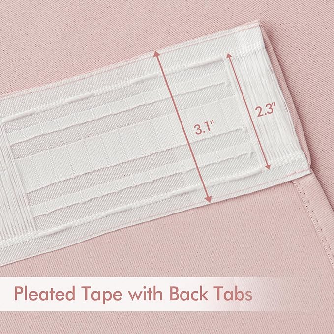 MIULEE Baby Pink Back Tab Blackout Curtains 108 Inch Long 2 Panels Set for Living Room Bedroom Privacy, Rod Pocket/Pinch Pleated Extra Long Thermal Insulated Room Darkening Light Blocking Drapes