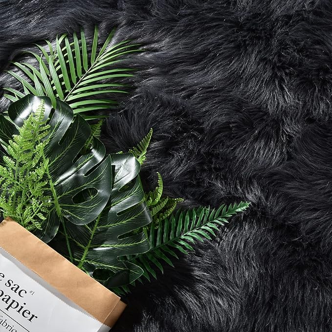Latepis Round Area Rugs Dark Gray 6.7ft Faux Sheepskin Fur Circle Rug for Living Room Bedroom Fluffy Shaggy Furry Rug Room Decor
