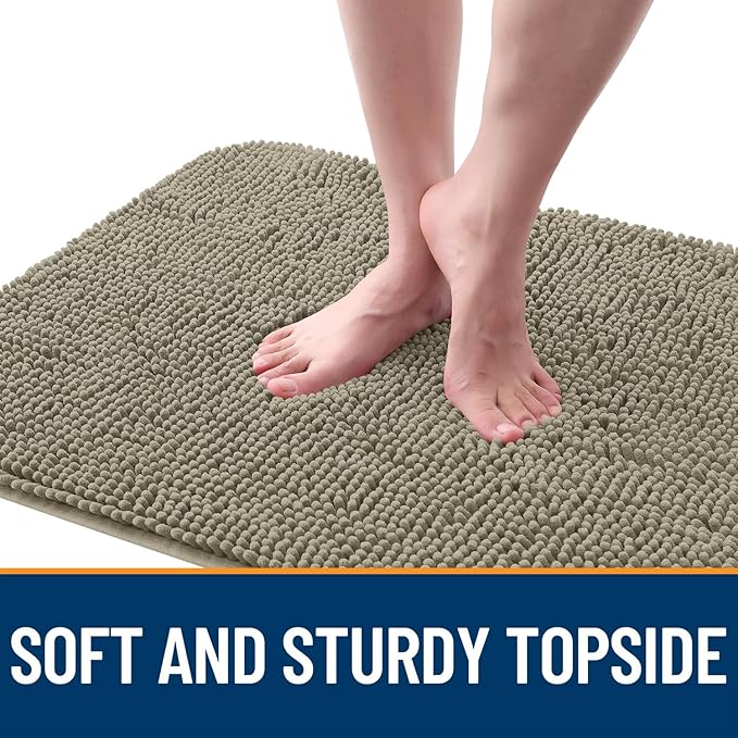 OLANLY Dog Door Mat for Muddy Paws 48x30, Absorbs Moisture and Dirt, Absorbent Non-Slip Washable Doormat, Quick Dry Chenille Mud Mat, Entry Indoor Entryway Carpet for Inside Floor, Warm Taupe