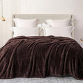 Exclusivo Mezcla Plush Fuzzy Fleece Bed Blanket Twin Size, Super Soft, Fluffy and Warm Blankets for Couch, Bed, All Season (Coffee, 90x66 Inches)