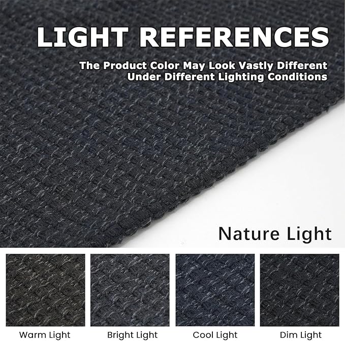KOZYFLY Rugs for Entryway 3x5 ft Washable Area Rug Non Slip Rubber Backed Entry Rug Woven Indoor Door Mat Cotton Kitchen Rugs Floor Carpet for Entryway, Foyer, Backdoor, Black/Dark Grey