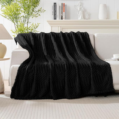 50x70 Inch Black Throw Blanket - Soft & Fluffy Fleece, Cute & Aesthetic, Perfect for Sofa, Couch, Chair, Bed, Living Room & Bedroom, All-Season Use, Plush & Cozy Decorative Blanket