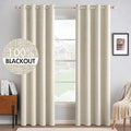 MIULEE 100% Blackout Linen Textured Curtains for Bedroom Solid Thermal Insulated Cream Grommet Room Darkening Curtains & Drapes Luxury Decor for Living Room Nursery 52 x 72 Inch (2 Panels)