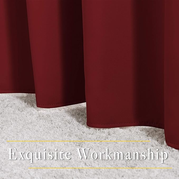 NICETOWN Burgundy Red Bedroom Curtains 72 inches Long, Grommet Blackout Thermal Insulated Window Treatment Room Darkening for Bedroom/Home Office, 2 Panels, W37 x L72