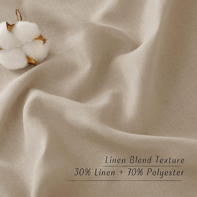 NICETOWN Flax Taupe Linen Curtains for Room Divider, Grommet Top Thick Flax Semi Sheer Vertical Drapes Privacy Assured with Light Filtering for Sliding Glass Door, W68 x L96, 2 Pieces