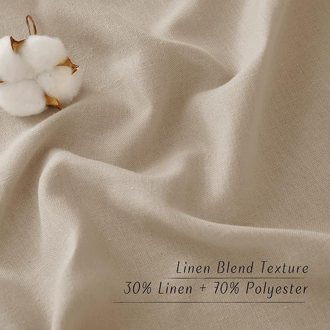 NICETOWN Flax Linen Blend Taupe Window Curtains, Grommet Vertical Drapes Privacy Added with Light Through Thick Linen Window Treatments for Bedroom/Living Room, W55 x L72, 2 Pieces