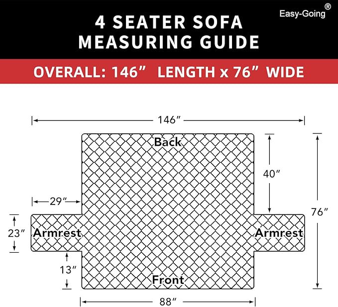 Easy-Going 4 Seater Sofa Slipcover Reversible Sofa Cover Water Resistant Couch Cover with Foam Sticks Elastic Straps Furniture Protector for Pets Children Dog Cat (XX-Large, Army Green/Beige)