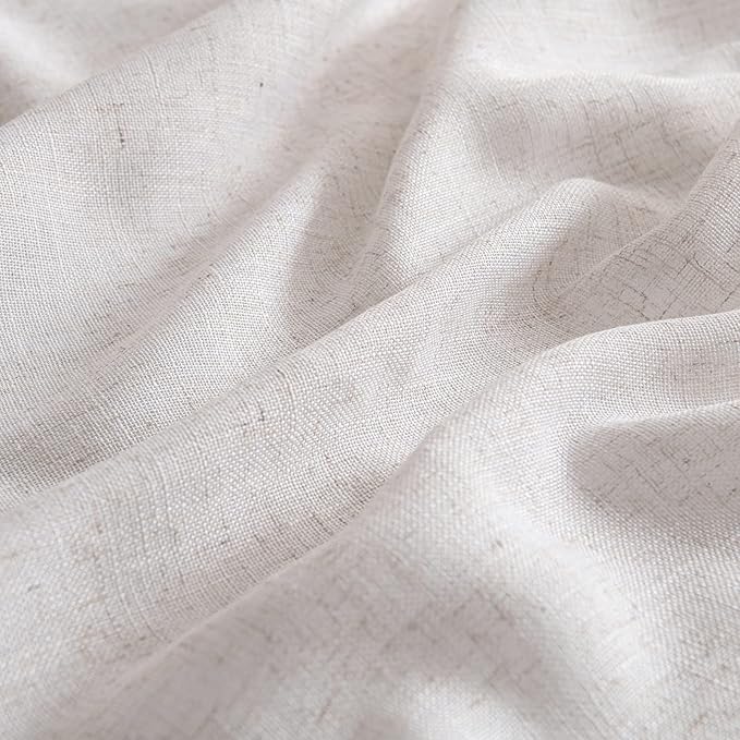 MIULEE White Linen Curtains 54 Inch Length 2 Panels for Bedroom Living Room, Soft Thick Linen Textured Natural Short Window Drapes Semi Sheer Light Filtering Back Tab Rod Pocket Burlap Look Decor