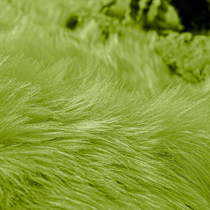 Goolela Lime Green Circle Area Rug 5ft Round Fluffy Faux Fur Rug for Bedroom Living Room Playroom Fuzzy Furry Soft Washable