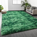 Deerhoo Large Shag Area Rugs 5 x 8, Plush Fuzzy Rugs for Living Room, Ultra Soft Fluffy Furry Rug for Bedroom, Indoor Carpet Nursery Rugs for Kids Room Home Decor, Tie-Dyed Emerald Green