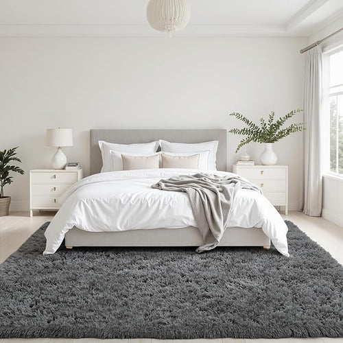 5x8 Area Rugs for Living Room: Soft Fluffy Shag Grey Rugs for Bedroom, Non Slip Large Fuzzy Plush Rug Indoor Floor Carpet for Nursery Kids Boys Girls Room, Dorms, Playroom, Modern Home Decor