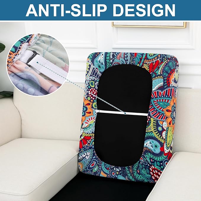 Smiry Printed Couch Cushion Covers, Stretch Soft Couch Covers for Sofa, Washable Non-Slip Sofa Slipcover Furniture Protector for Indoor and Outdoor (3 Pack, Blue Green)
