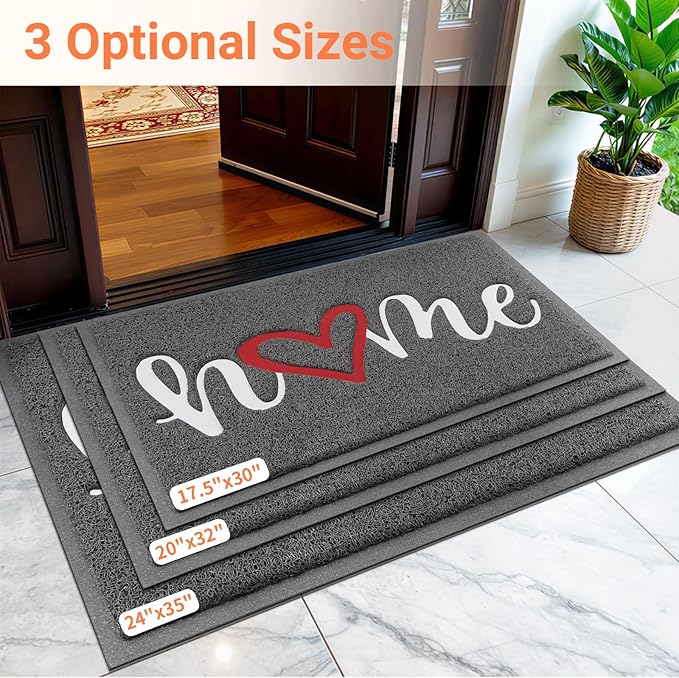 StepLively Door Mat Home Welcome Mats Outdoor and Indoor, Heavy-Duty Low-Profile Non-Slip Durable Front Welcome Mat Doormat for Home Entrance, Outside Entry, Yard, Floor, Patio (35''x24'', Grey)