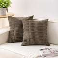 Pack of 2 Corduroy Decorative Throw Pillow Covers 20x20 InchSoft Striped Pillow Covers Modern Farmhouse Home Decor for Sofa Living Room Couch Bed（Green）