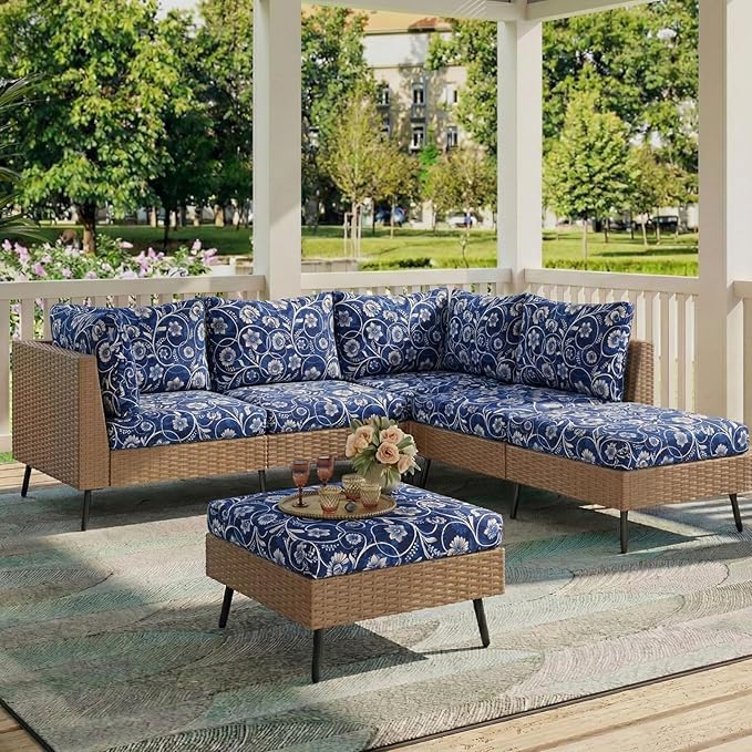 hyha Printed Couch Cushion Covers, Floral Sofa Covers Washable for 3 Cushion Couch, Stretch Pattern Outdoor Cushion Covers for Patio Furniture with Elastic Bottom(3 Packs, Baroque)
